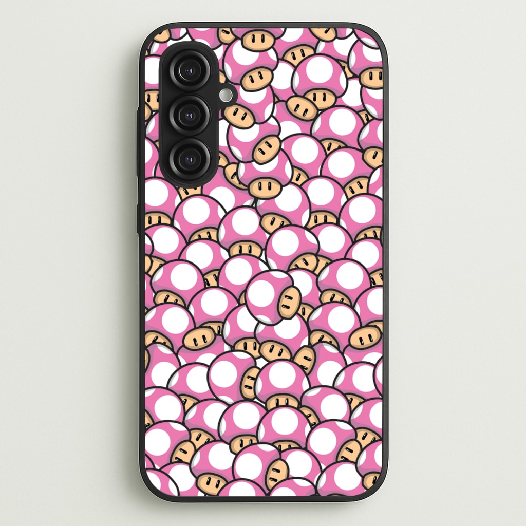 Mushroom Pattern - Pink - The Super Mario Bros Phone Case for Galaxy S23FE
