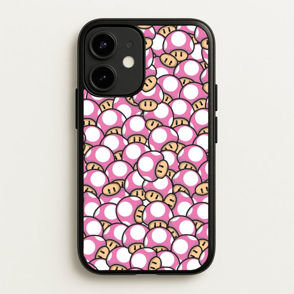 Mushroom Pattern - Pink - The Super Mario Bros Phone Case for iPhone 12 Mini