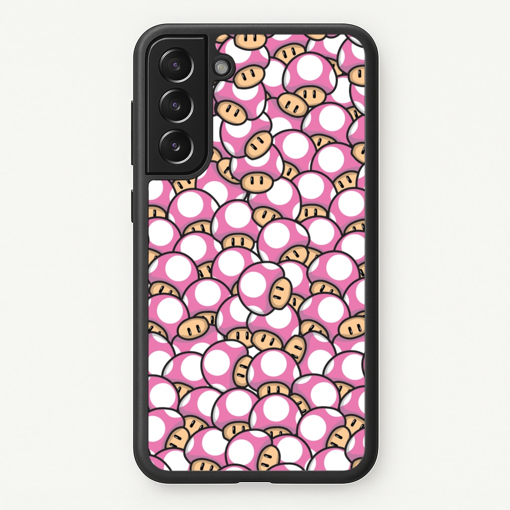 Mushroom Pattern - Pink - The Super Mario Bros Phone Case for Galaxy S21FE
