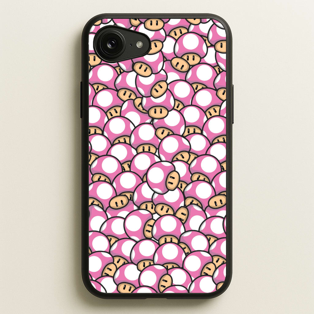 Mushroom Pattern - Pink - The Super Mario Bros Phone Case for iPhone 16e