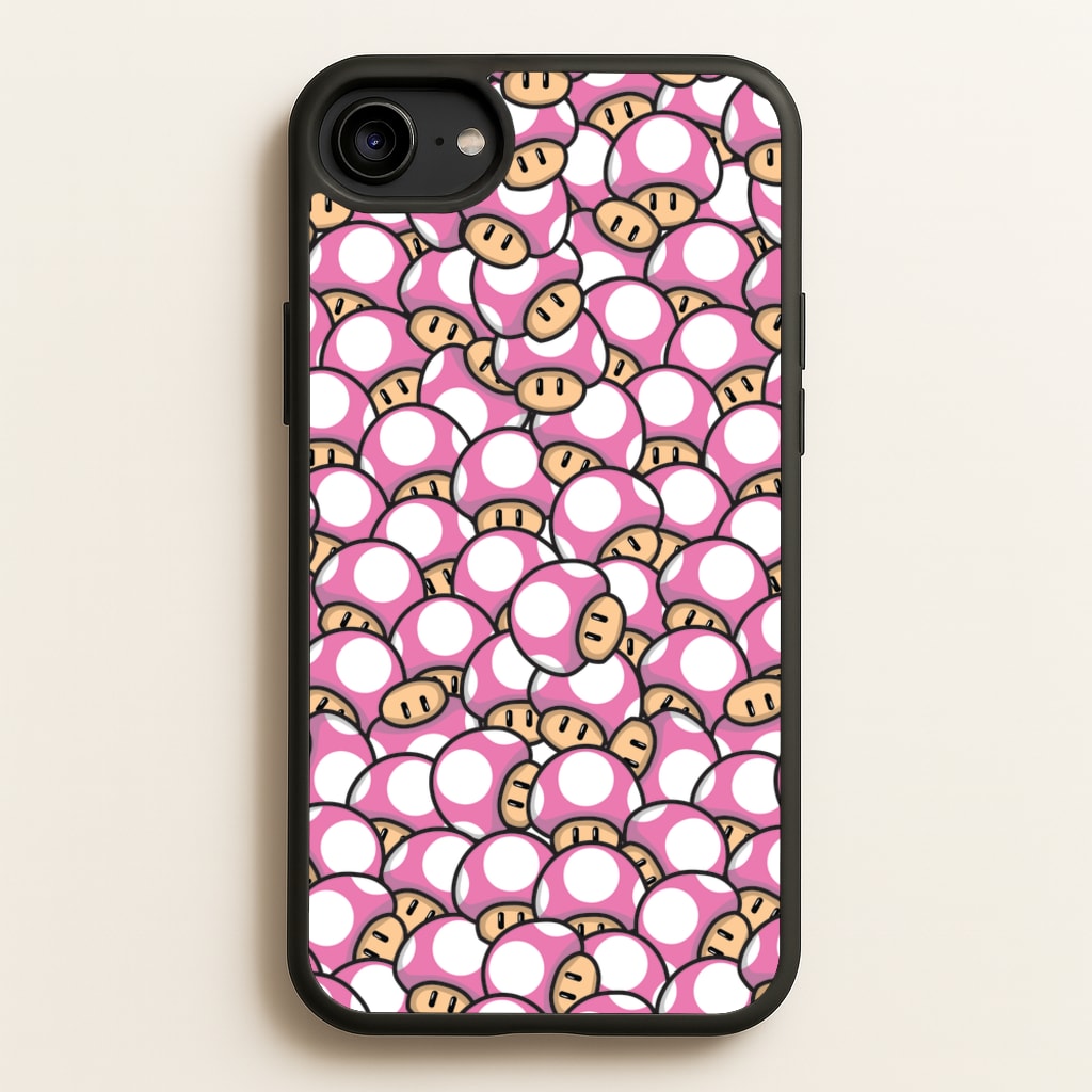 Mushroom Pattern - Pink - The Super Mario Bros Phone Case for iPhone 6 / 7 / 8 / SE