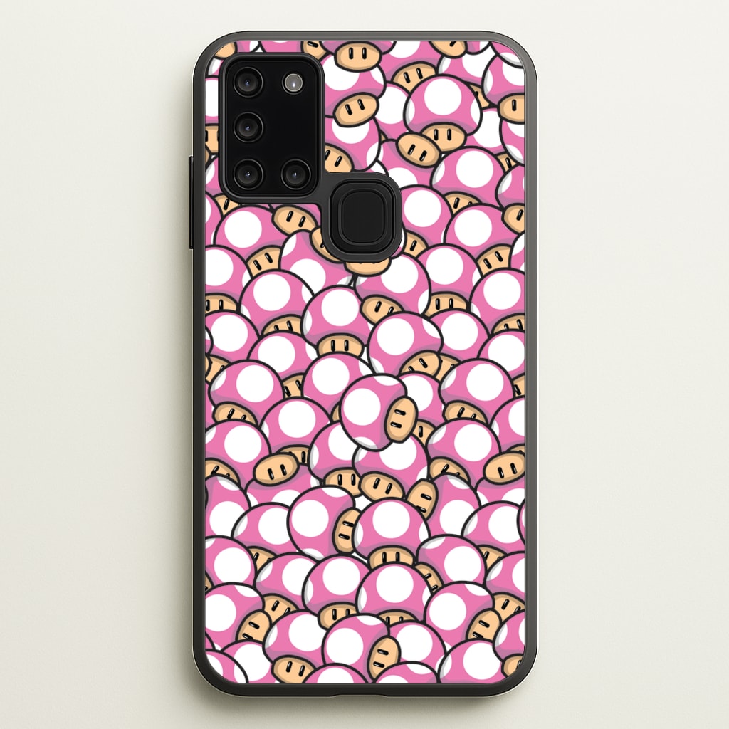 Mushroom Pattern - Pink - The Super Mario Bros Phone Case for Galaxy A21s