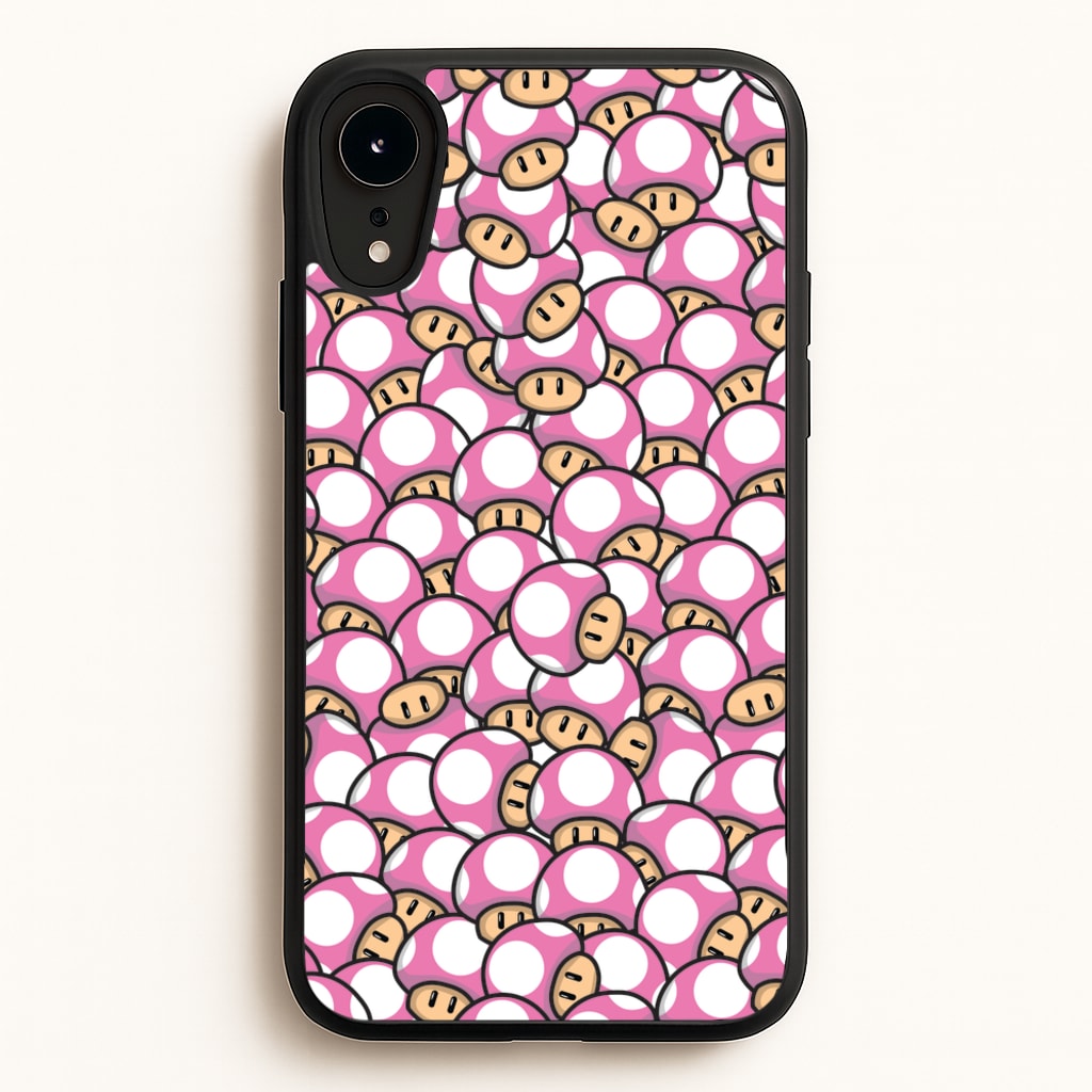 Mushroom Pattern - Pink - The Super Mario Bros Phone Case for iPhone XR