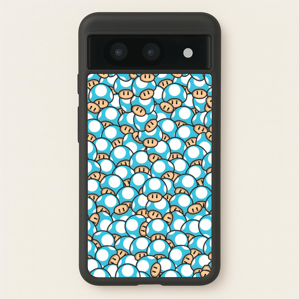 Mushroom Pattern - Light Blue - The Super Mario Bros Phone Case for Google Pixel 8a