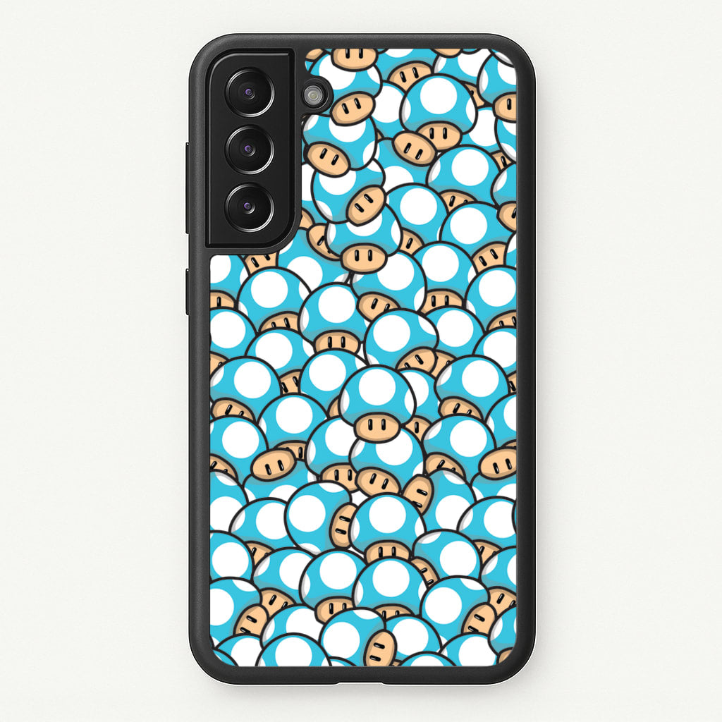 Mushroom Pattern - Light Blue - The Super Mario Bros Phone Case for Galaxy S21