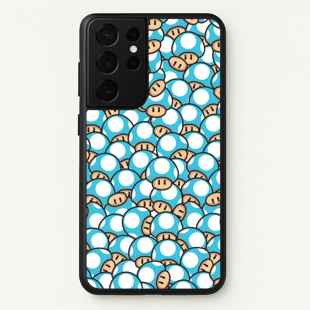 Mushroom Pattern - Light Blue - The Super Mario Bros Phone Case for Galaxy S21 Ultra