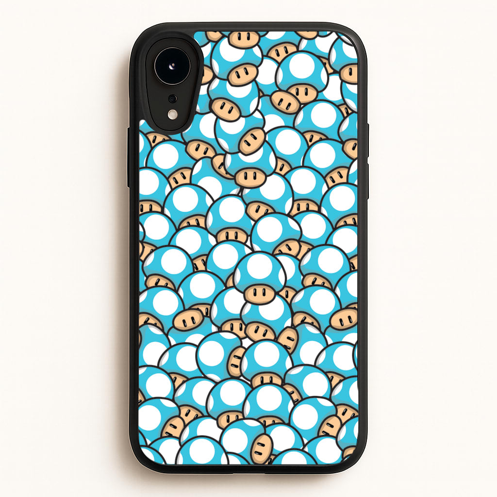 Mushroom Pattern - Light Blue - The Super Mario Bros Phone Case for iPhone XR