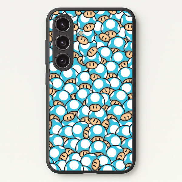 Mushroom Pattern - Light Blue - The Super Mario Bros Phone Case for Galaxy S24