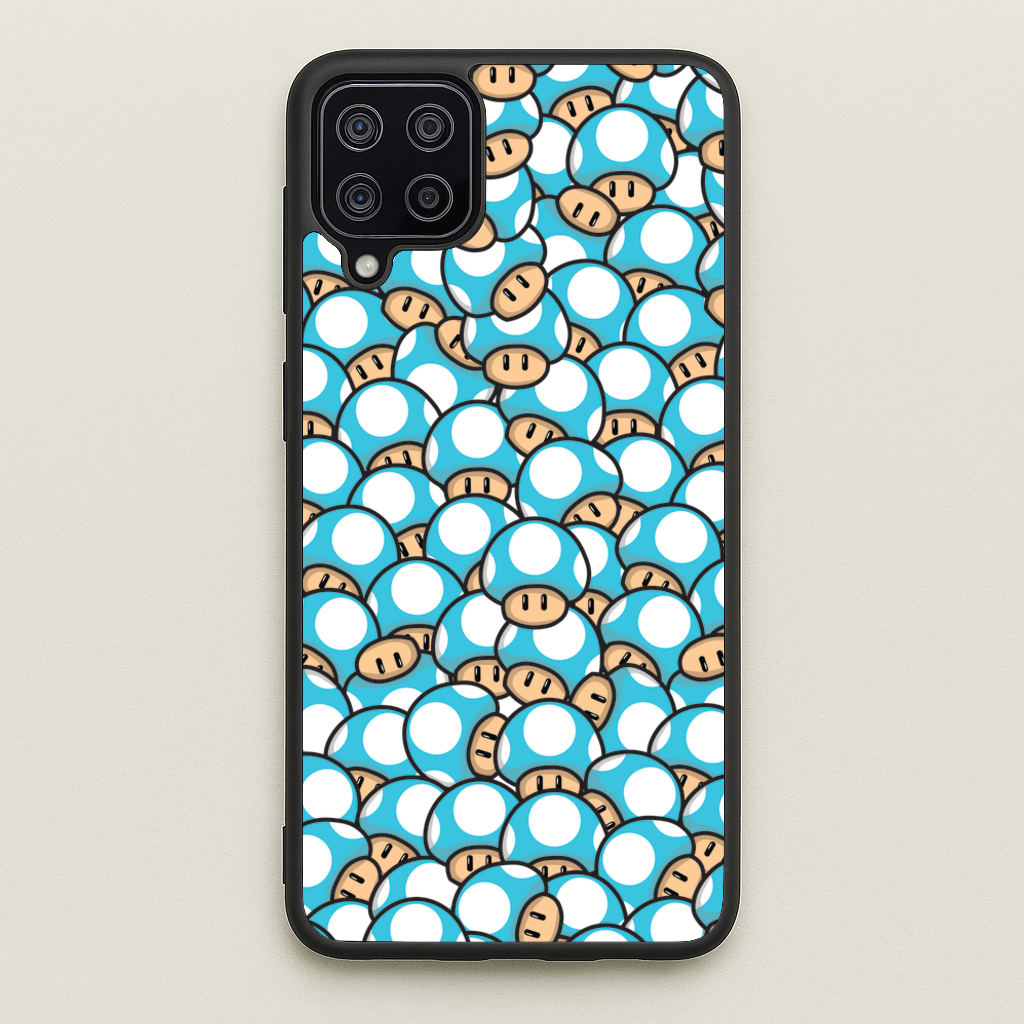 Mushroom Pattern - Light Blue - The Super Mario Bros Phone Case for Galaxy A12