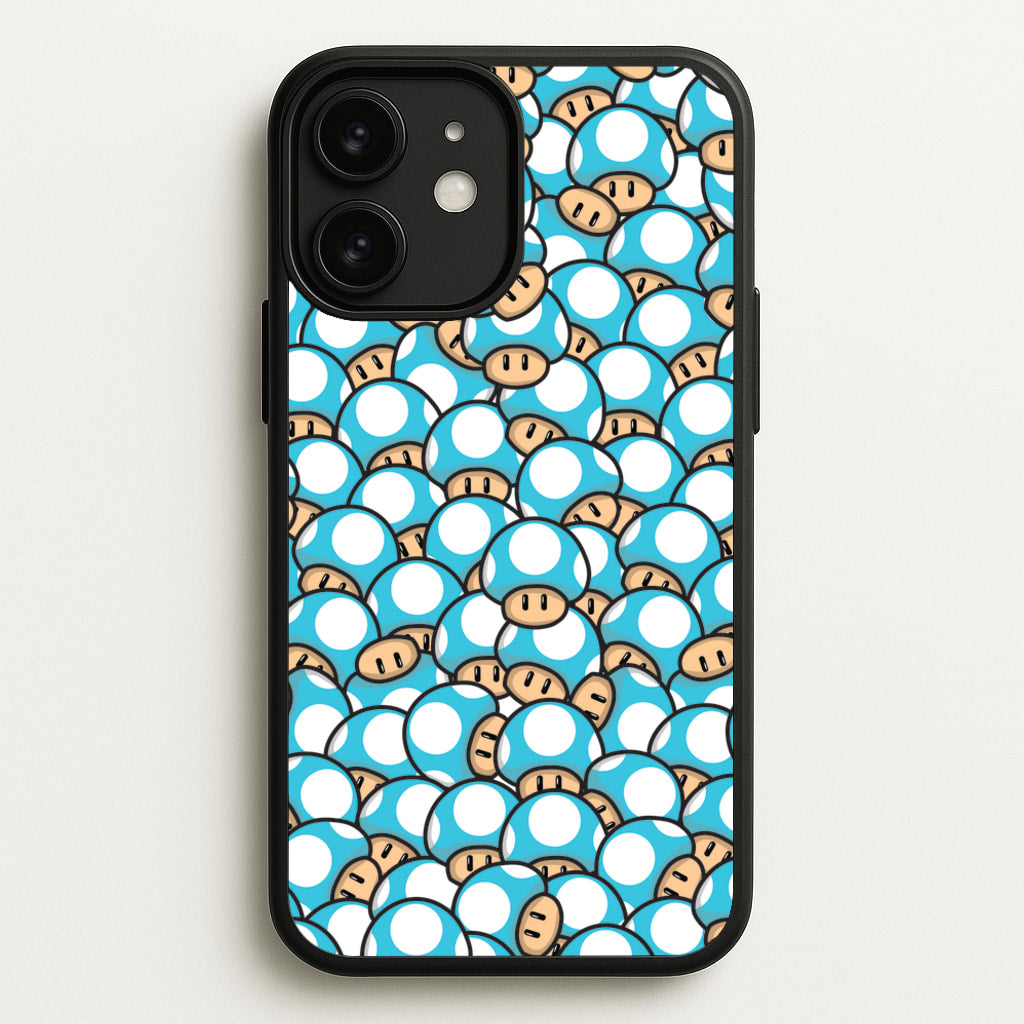 Mushroom Pattern - Light Blue - The Super Mario Bros Phone Case for iPhone 11