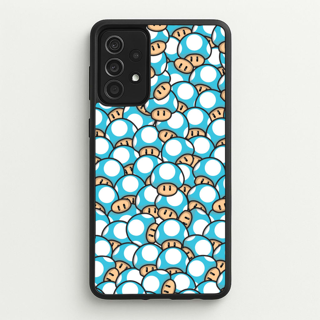 Mushroom Pattern - Light Blue - The Super Mario Bros Phone Case for Galaxy A52 / A52s