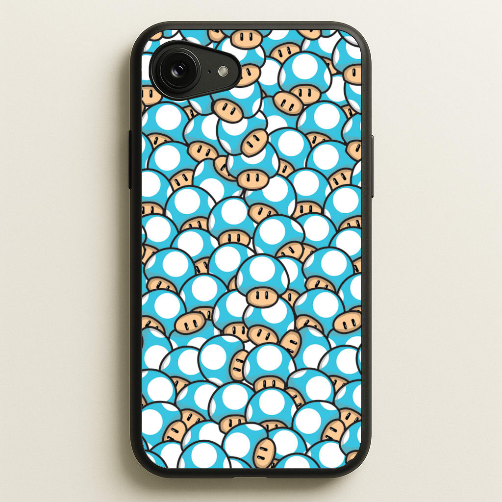 Mushroom Pattern - Light Blue - The Super Mario Bros Phone Case for iPhone 16e