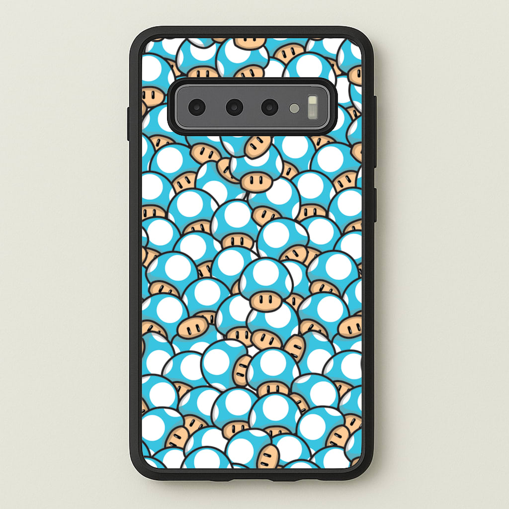 Mushroom Pattern - Light Blue - The Super Mario Bros Phone Case for Galaxy S10