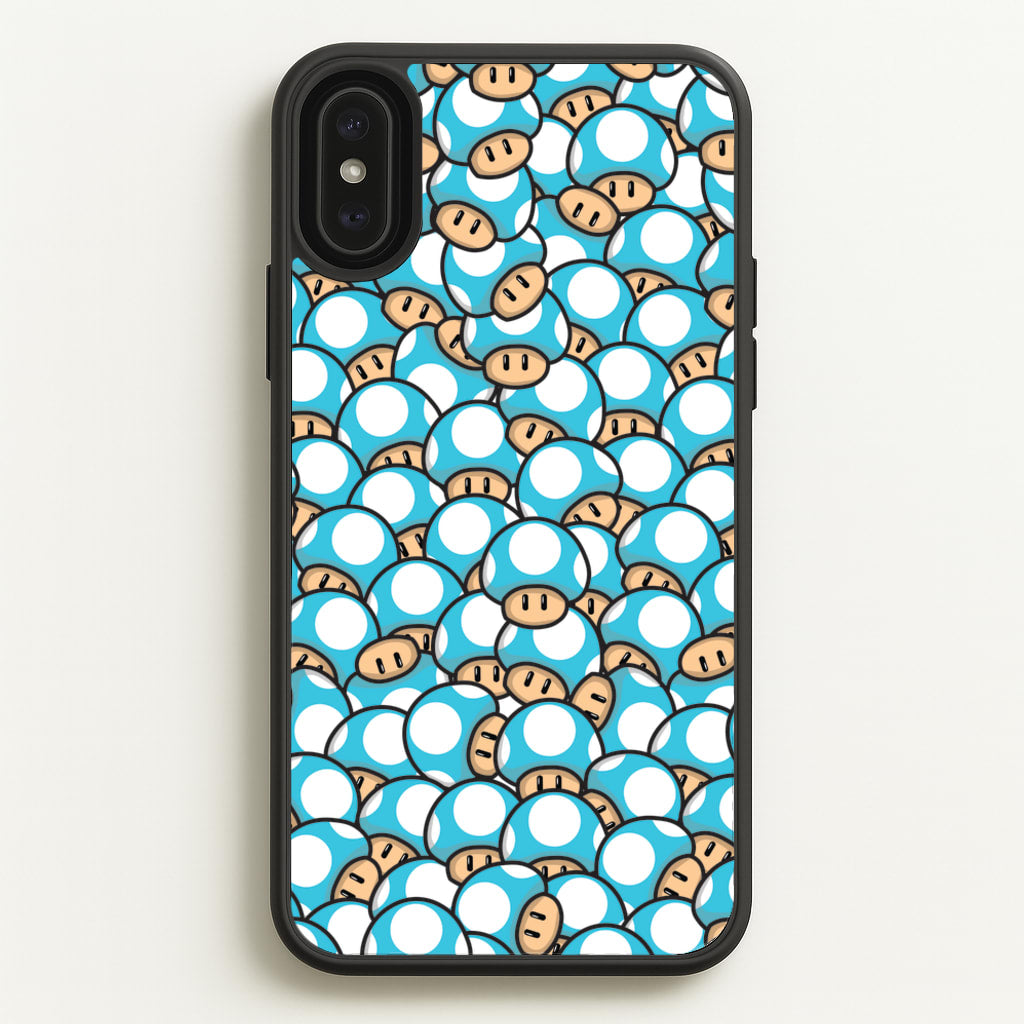 Mushroom Pattern - Light Blue - The Super Mario Bros Phone Case for iPhone XS Max