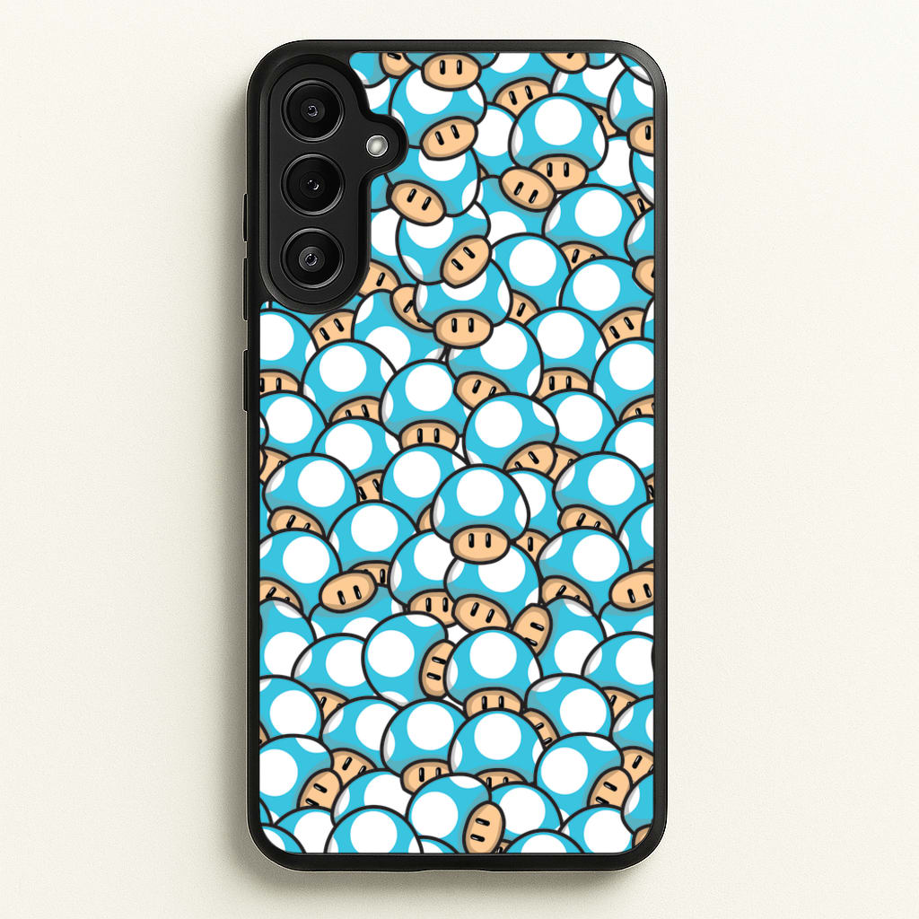 Mushroom Pattern - Light Blue - The Super Mario Bros Phone Case for Galaxy A34