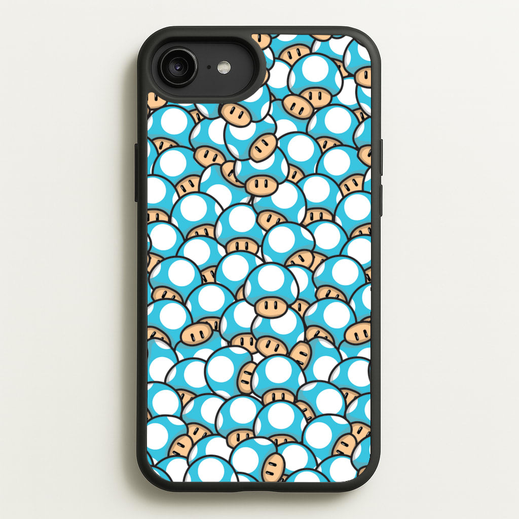 Mushroom Pattern - Light Blue - The Super Mario Bros Phone Case for iPhone 6 Plus / 7 Plus / 8 Plus