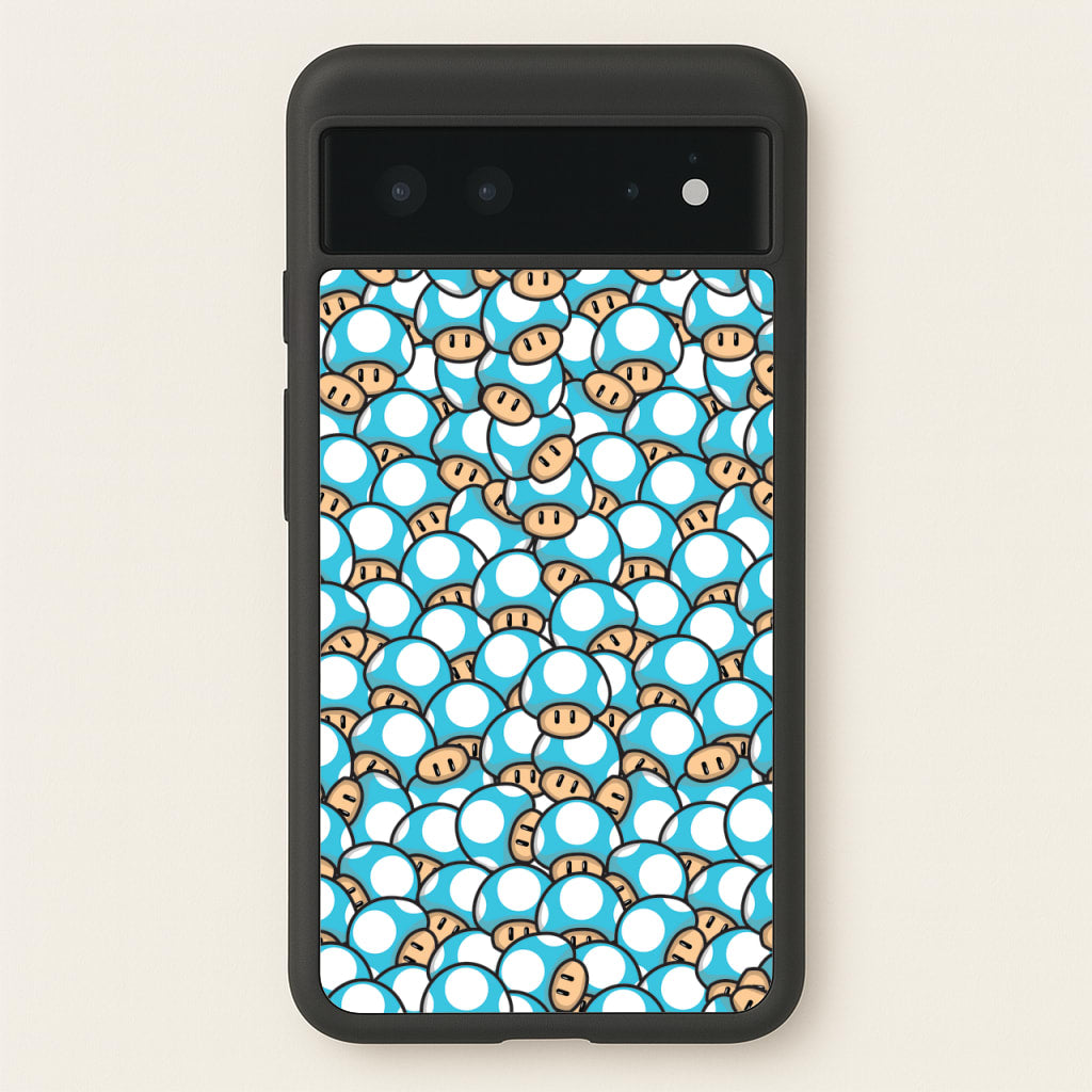 Mushroom Pattern - Light Blue - The Super Mario Bros Phone Case for Google Pixel 6