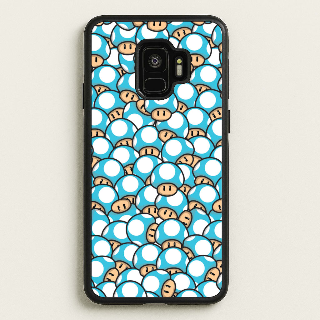 Mushroom Pattern - Light Blue - The Super Mario Bros Phone Case for Galaxy S9
