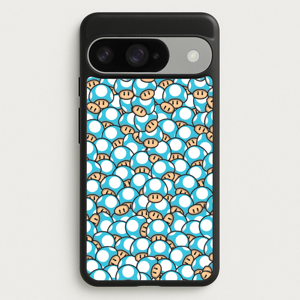 Mushroom Pattern - Light Blue Phone Case for Google Pixel 10 / 10 Pro