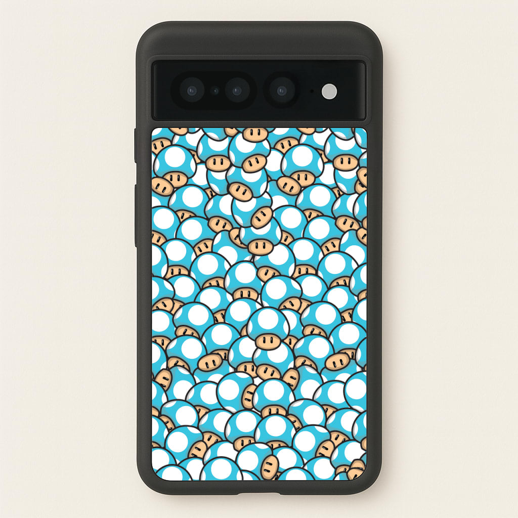 Mushroom Pattern - Light Blue - The Super Mario Bros Phone Case for Google Pixel 7 Pro