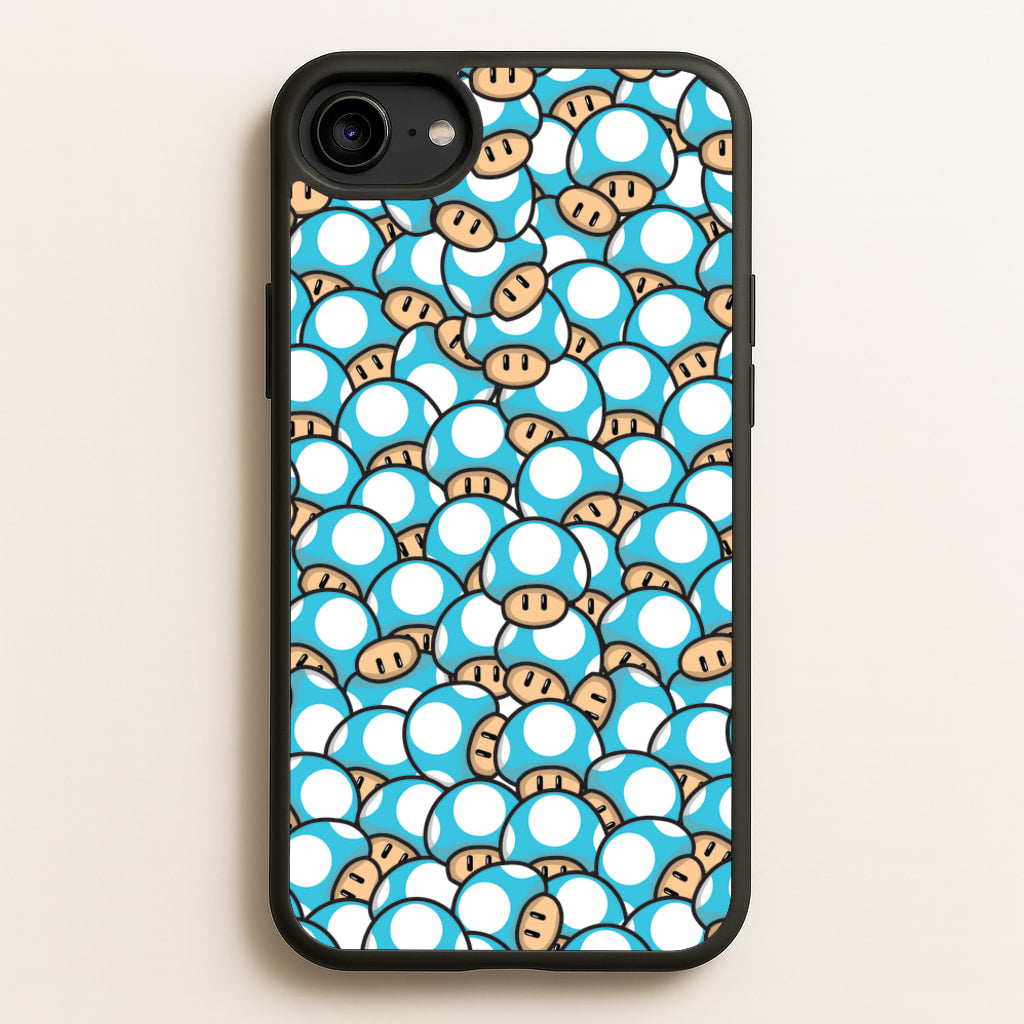 Mushroom Pattern - Light Blue - The Super Mario Bros Phone Case for iPhone 6 / 7 / 8 / SE