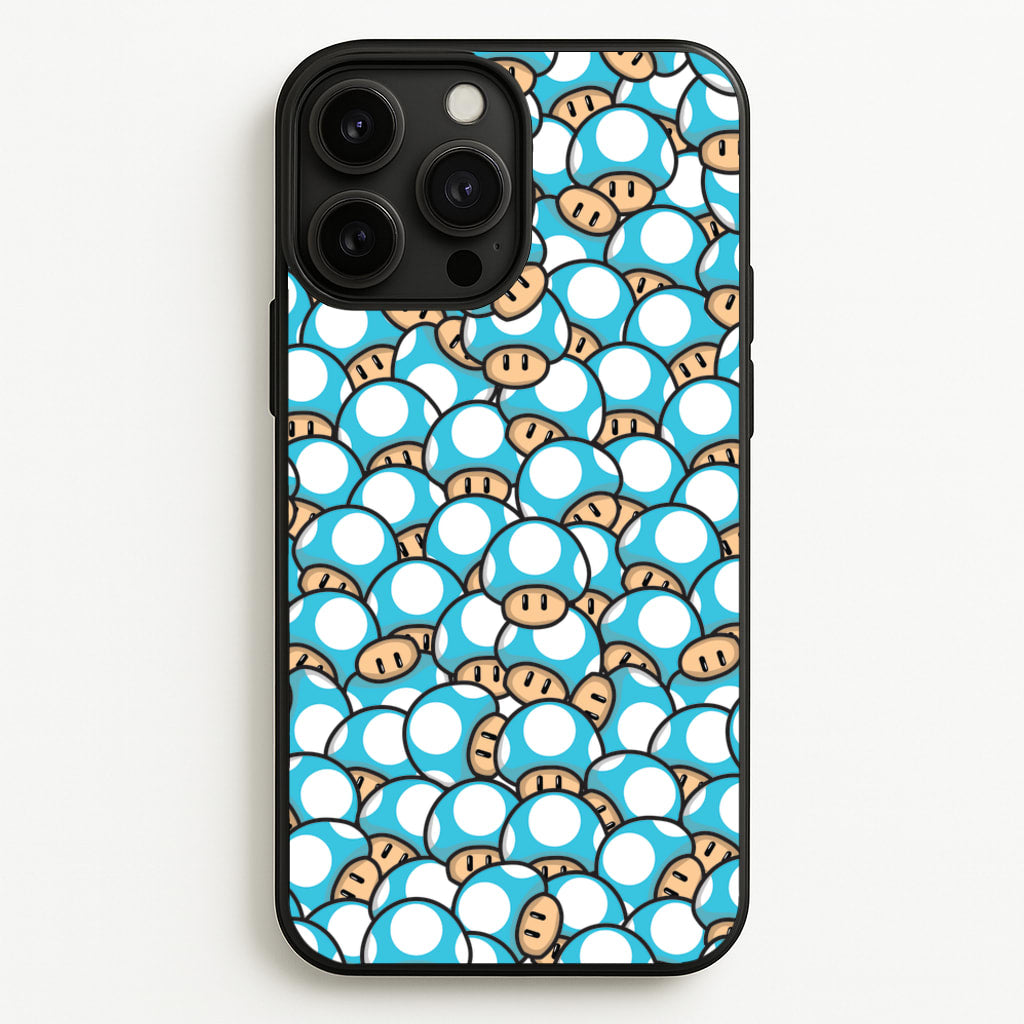 Mushroom Pattern - Light Blue - The Super Mario Bros Phone Case for iPhone 13 Pro Max
