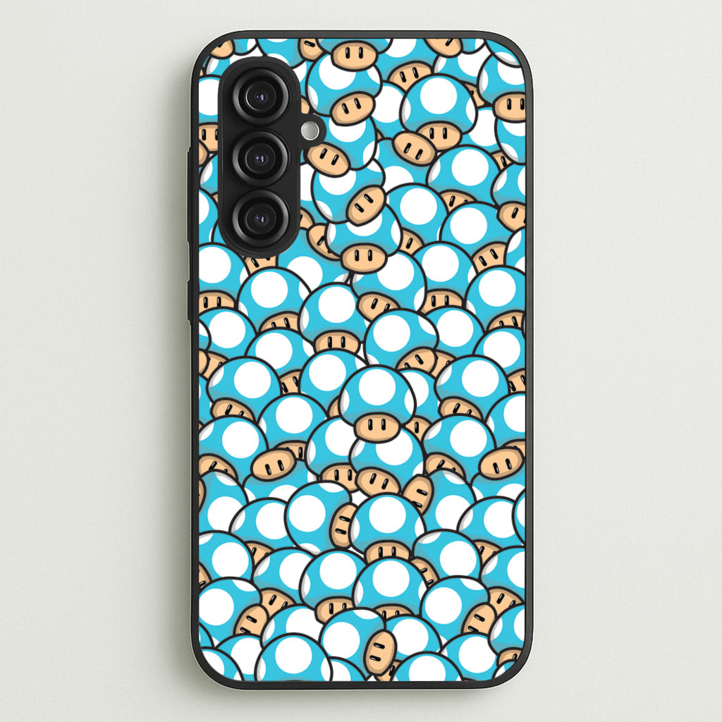 Mushroom Pattern - Light Blue - The Super Mario Bros Phone Case for Galaxy S23FE