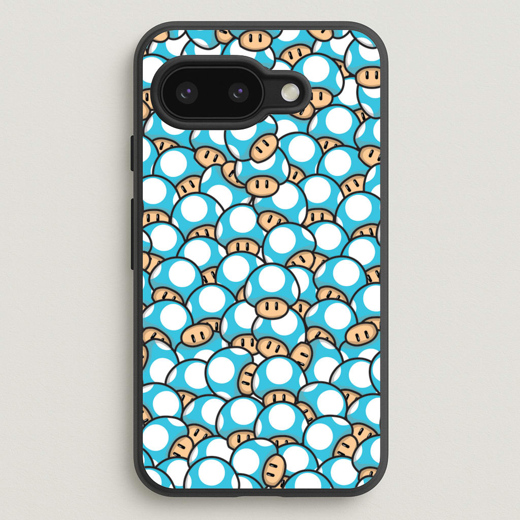 Mushroom Pattern - Light Blue - The Super Mario Bros Phone Case for Google Pixel 9a