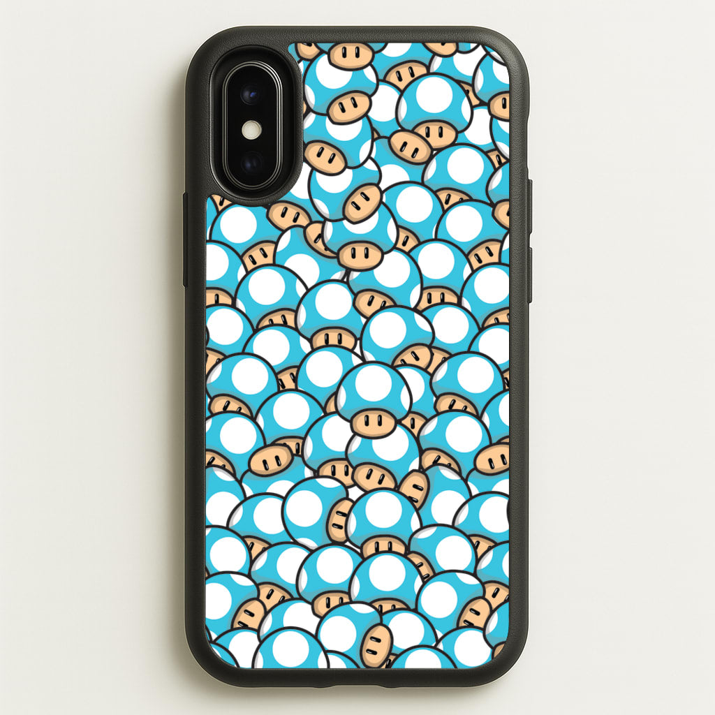 Mushroom Pattern - Light Blue - The Super Mario Bros Phone Case for iPhone X / XS