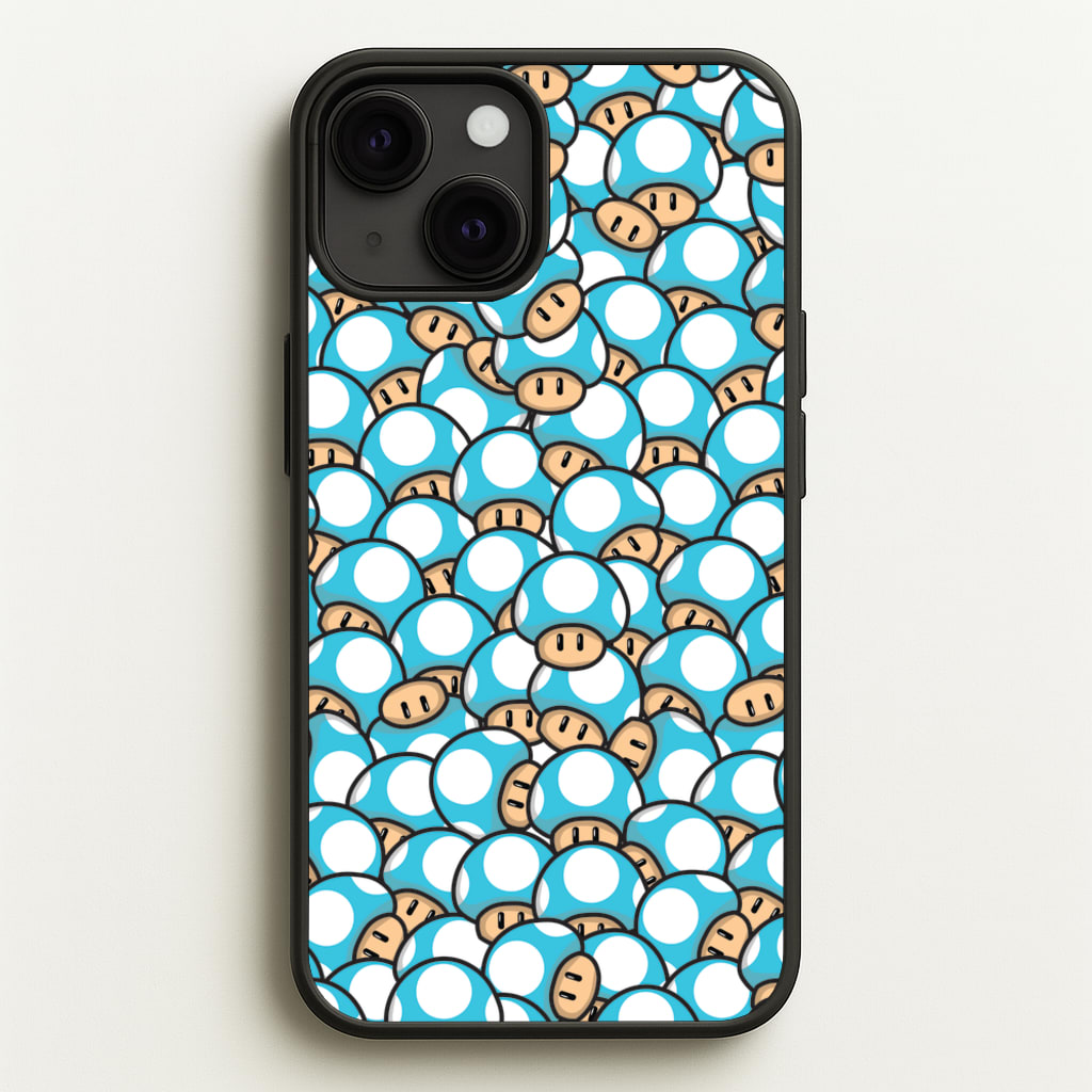 Mushroom Pattern - Light Blue - The Super Mario Bros Phone Case for iPhone 13 Mini