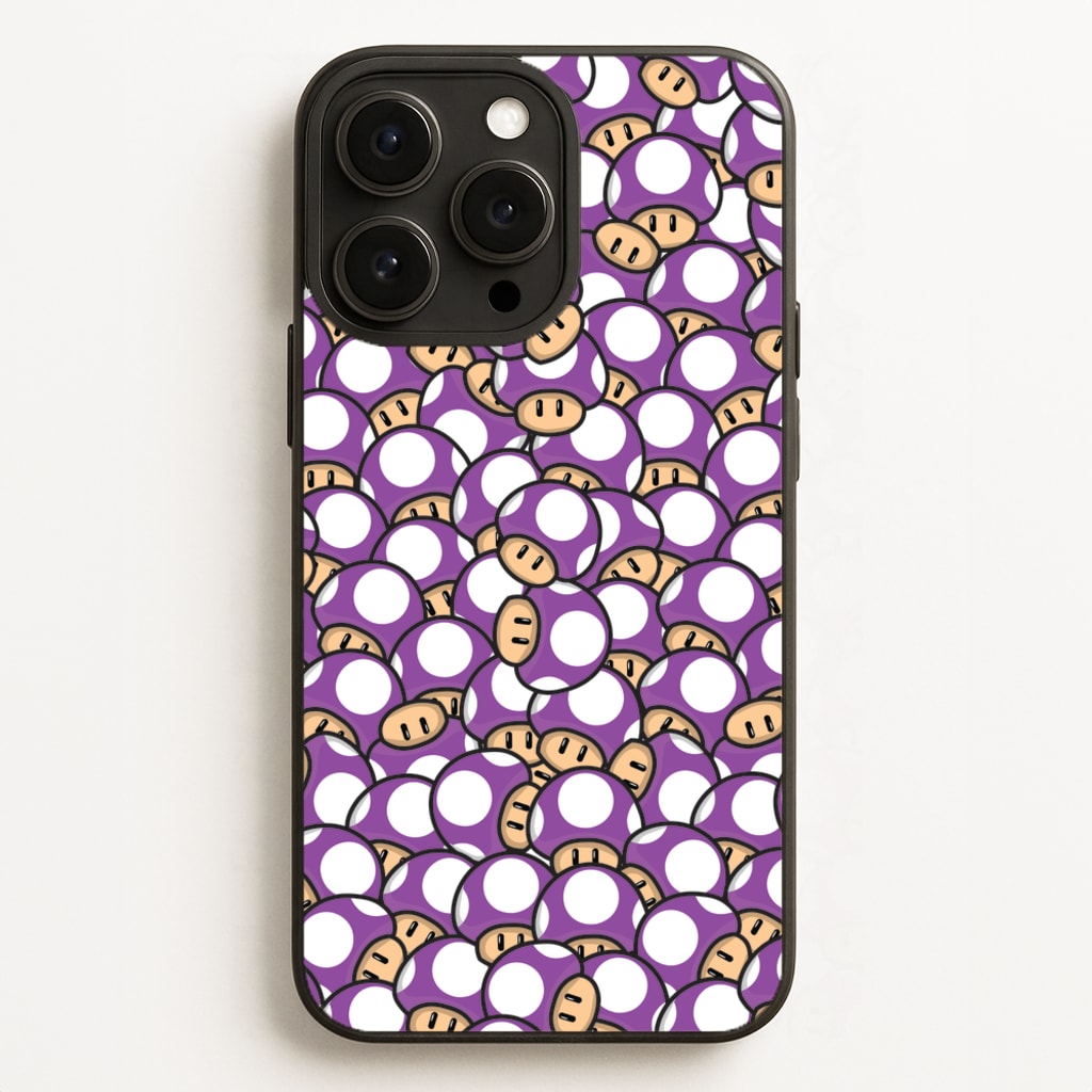 Mushroom Pattern - Purple - The Super Mario Bros Phone Case for iPhone 16 Pro Max