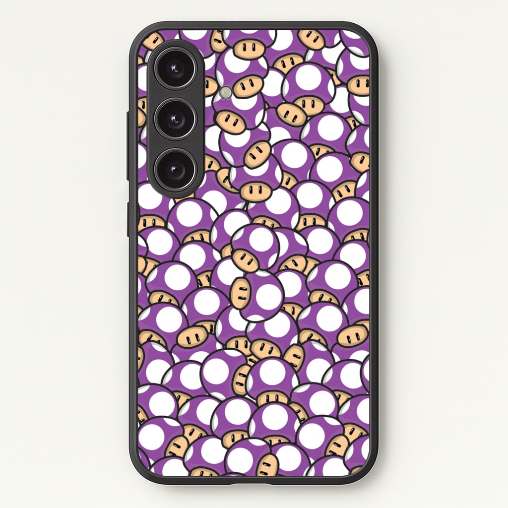 Mushroom Pattern - Purple - The Super Mario Bros Phone Case for Galaxy S25
