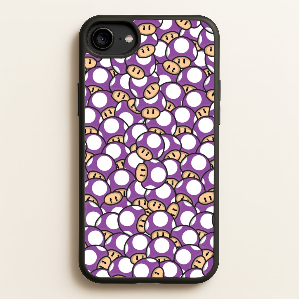 Mushroom Pattern - Purple - The Super Mario Bros Phone Case for iPhone 6 / 7 / 8 / SE