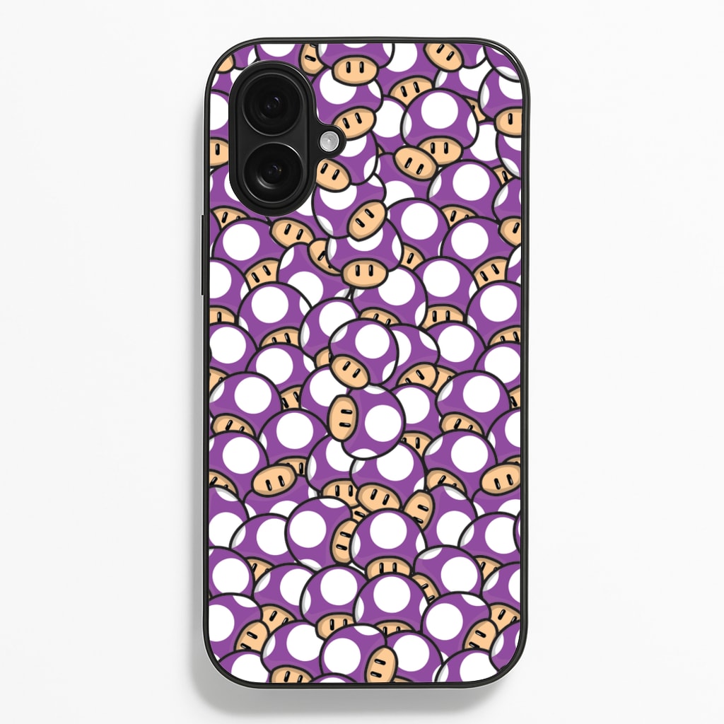 Mushroom Pattern - Purple - The Super Mario Bros Phone Case for iPhone 16 Plus