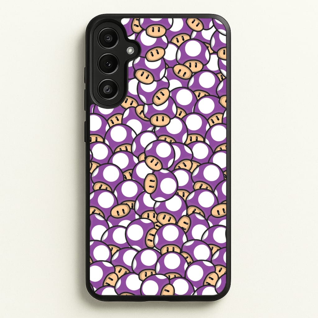 Mushroom Pattern - Purple - The Super Mario Bros Phone Case for Galaxy A34