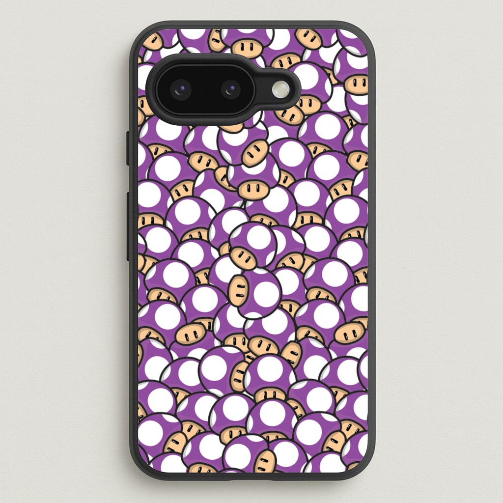 Mushroom Pattern - Purple - The Super Mario Bros Phone Case for Google Pixel 9a