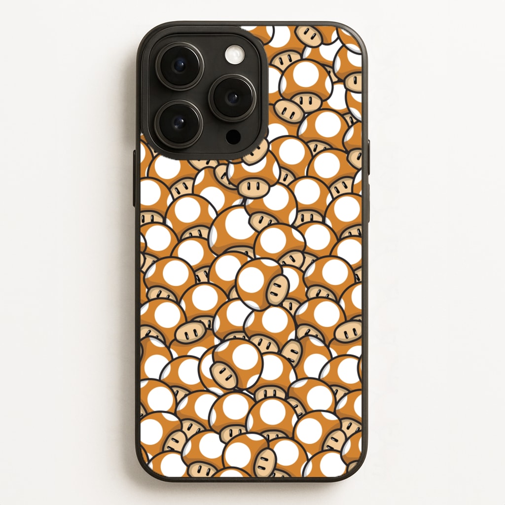Mushroom Pattern - Orange - The Super Mario Bros Phone Case for iPhone 16 Pro Max
