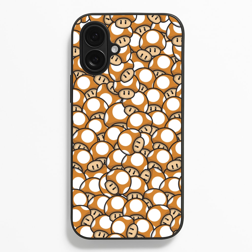 Mushroom Pattern - Orange - The Super Mario Bros Phone Case for iPhone 16 Plus