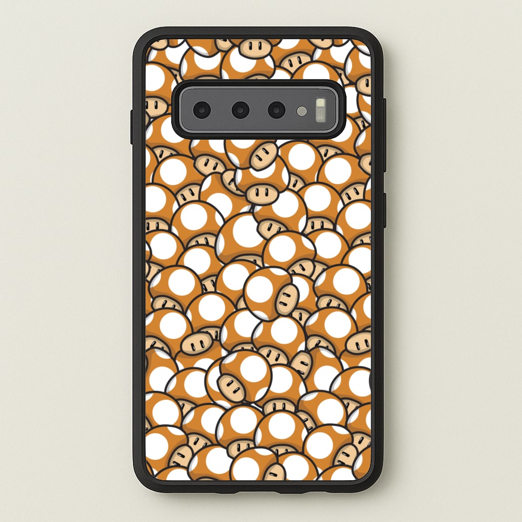 Mushroom Pattern - Orange - The Super Mario Bros Phone Case for Galaxy S10 Plus