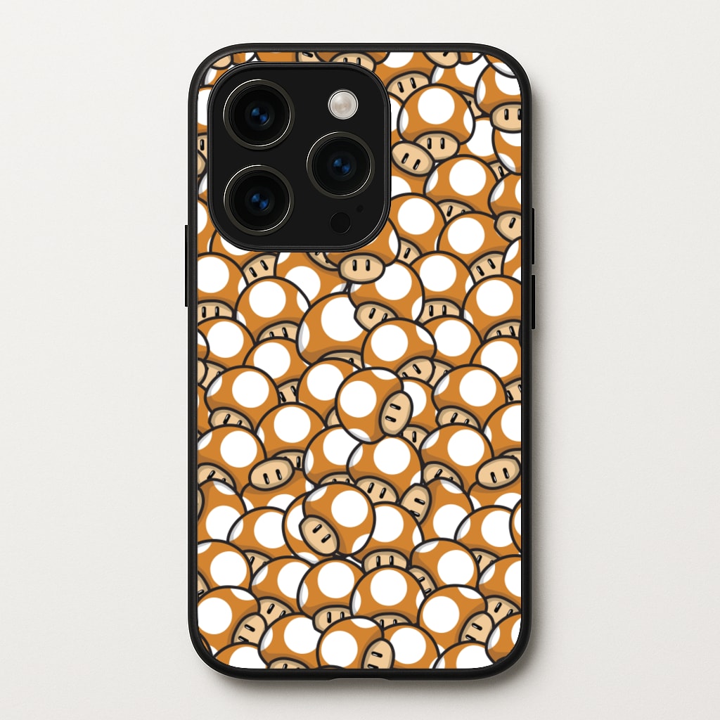Mushroom Pattern - Orange - The Super Mario Bros Phone Case for iPhone 14 Pro Max
