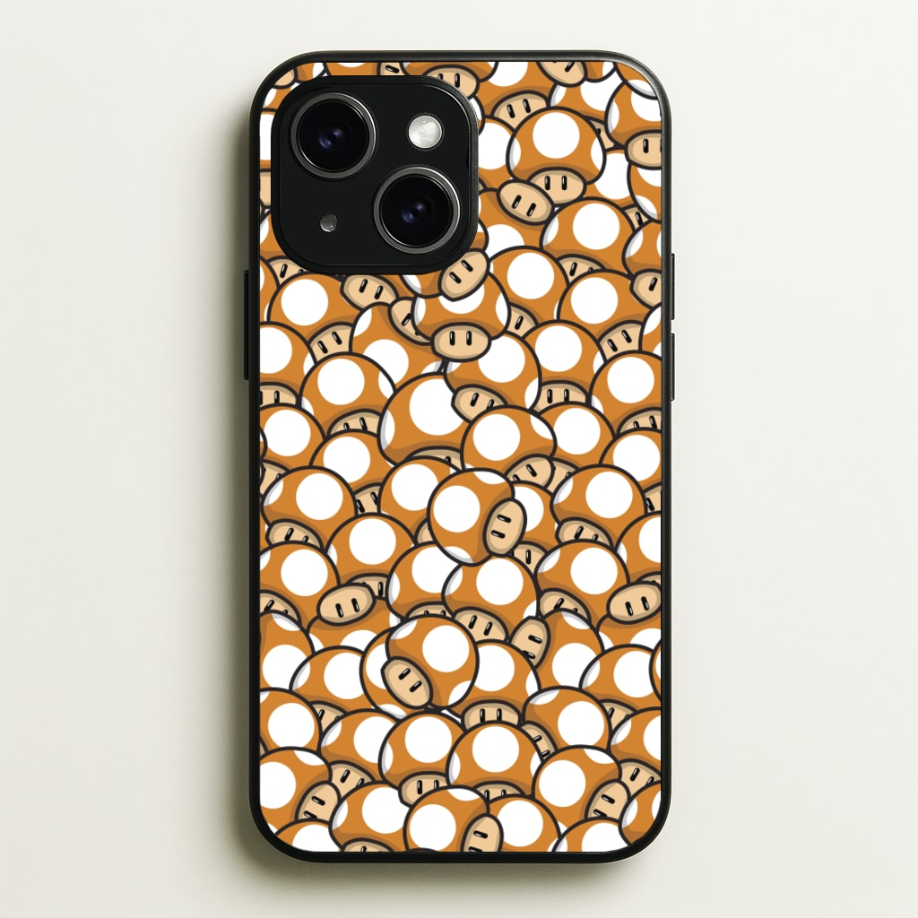 Mushroom Pattern - Orange - The Super Mario Bros Phone Case for iPhone 14 Plus