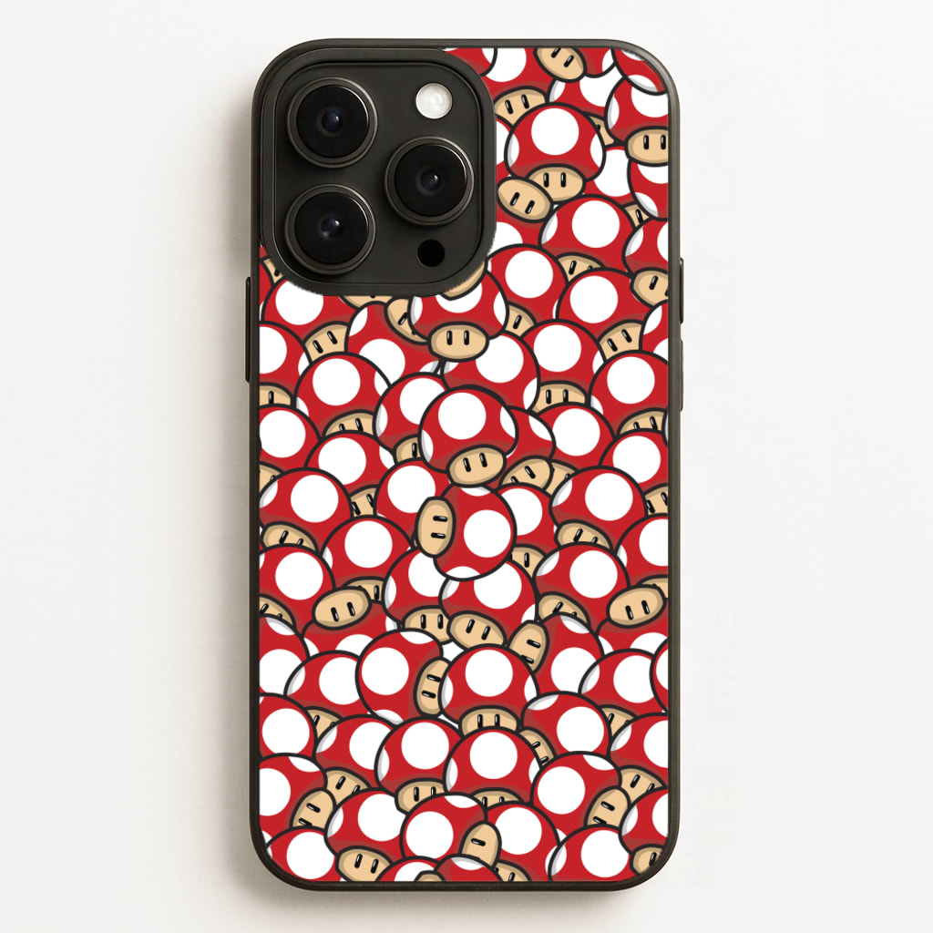 Mushroom Pattern - Red - The Super Mario Bros Phone Case for iPhone 16 Pro Max