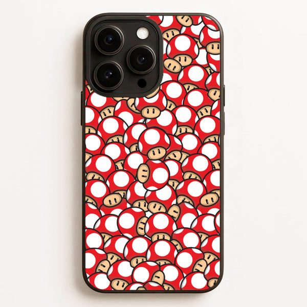 Mushroom Pattern - Red - The Super Mario Bros Phone Case for iPhone 16 Pro Max
