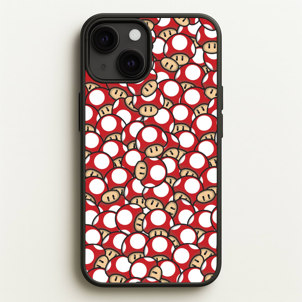 Mushroom Pattern - Red - The Super Mario Bros Phone Case for iPhone 13 Mini