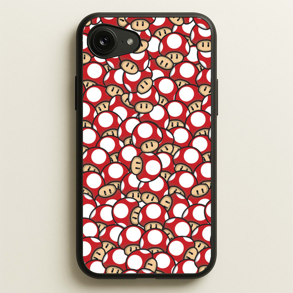 Mushroom Pattern - Red - The Super Mario Bros Phone Case for iPhone 16e