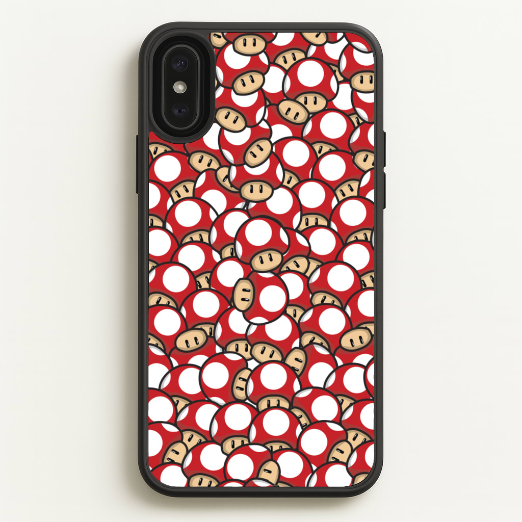Mushroom Pattern - Red - The Super Mario Bros Phone Case for iPhone XS Max