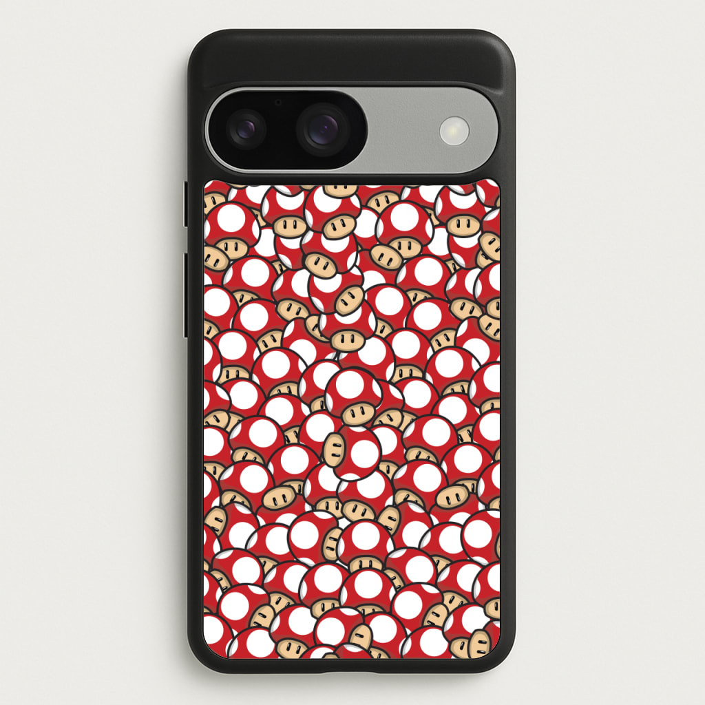 Mushroom Pattern - Red - The Super Mario Bros Phone Case for Google Pixel 9 / 9 Pro