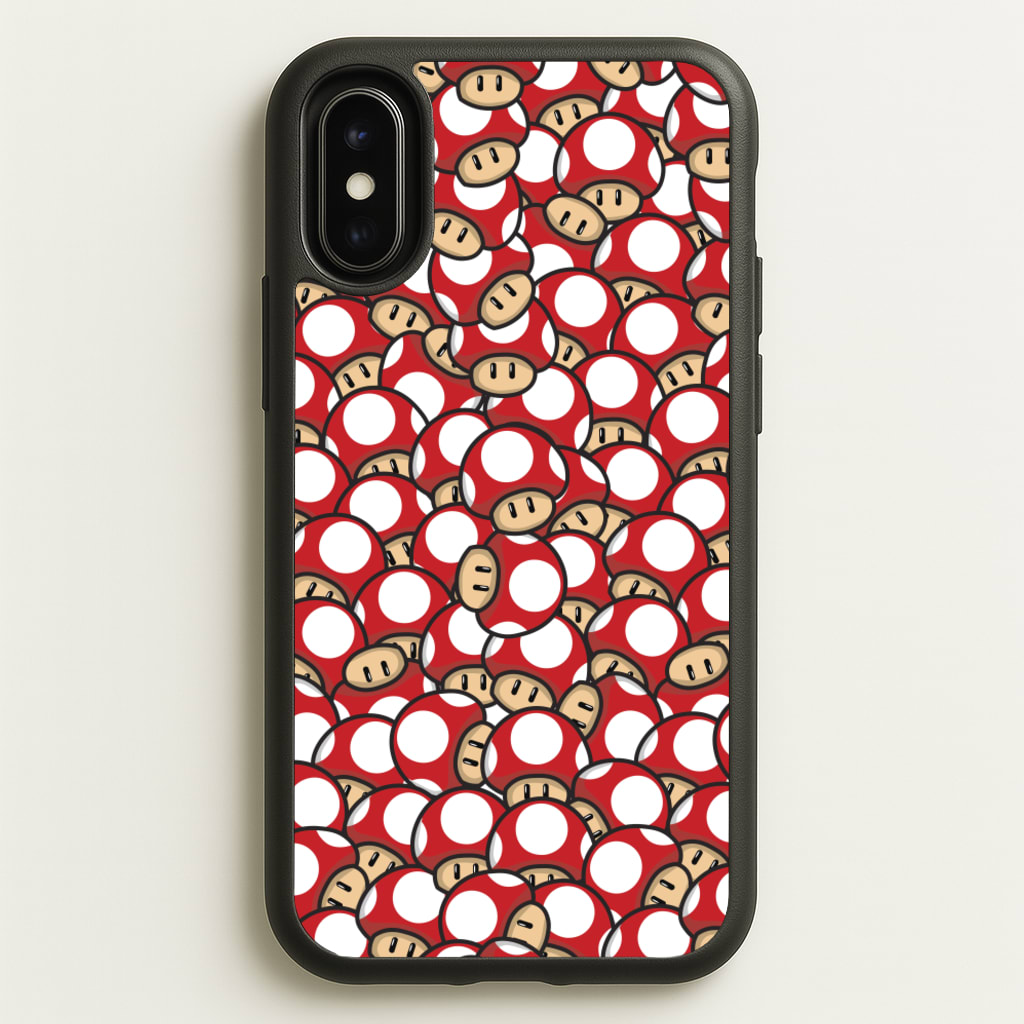 Mushroom Pattern - Red - The Super Mario Bros Phone Case for iPhone X / XS