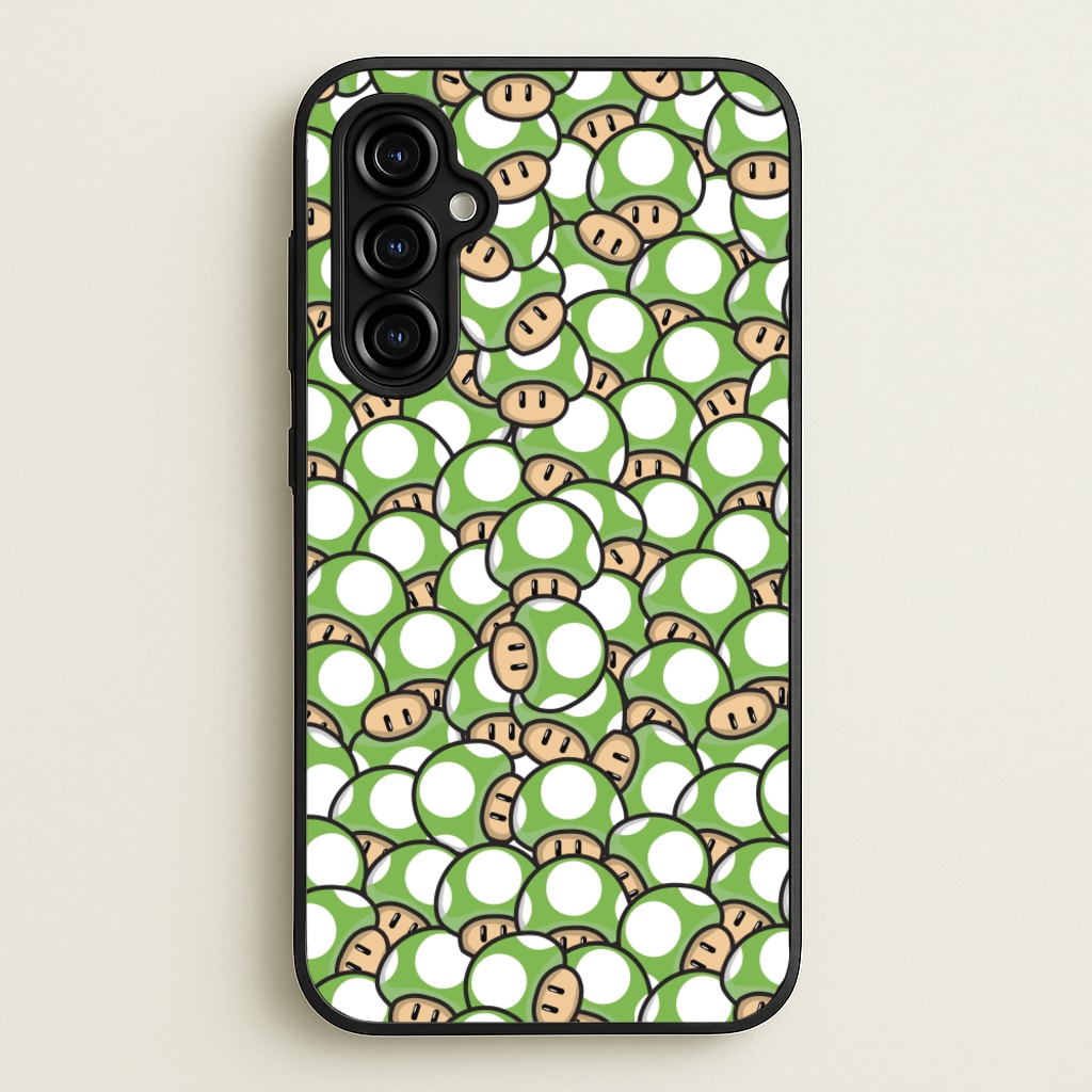 Mushroom Pattern - Green - The Super Mario Bros Phone Case for Galaxy A54