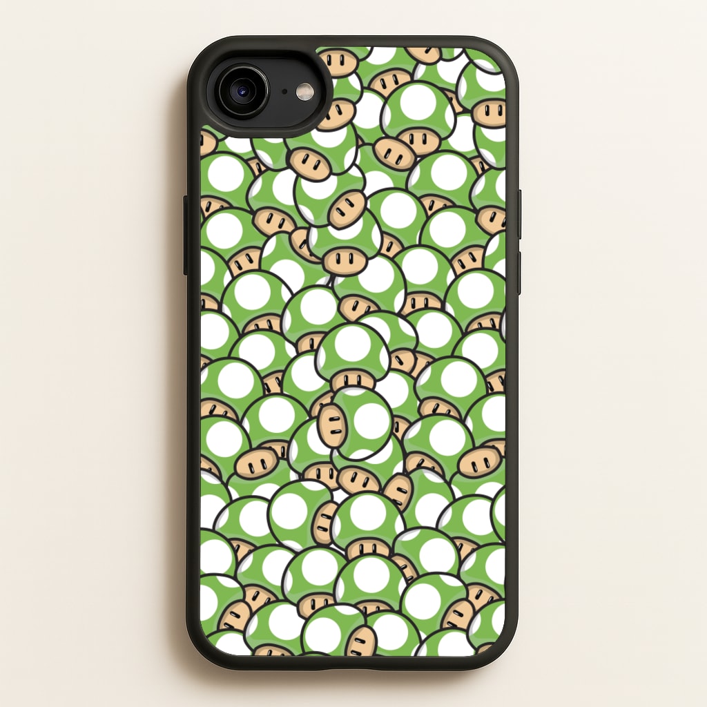 Mushroom Pattern - Green - The Super Mario Bros Phone Case for iPhone 6 / 7 / 8 / SE